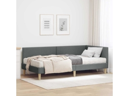 Vidaxl Estrutura De Cama De Canto Com Colchão 2 Pcs Cinzeto Tecido