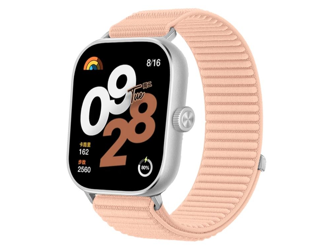Bracelete Para Redmi Watch 6 / 5 / 4 - Nylon Trançado - Fecho De Velcro Rosa