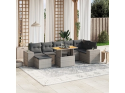 Jogo de Sofá Jardim 8 Peças C/ Almofadões Vime Pe Cinza Dkd Home Decor