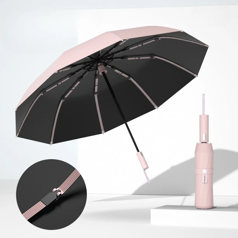 (rosa) Guarda-chuva Automático À Prova De Vento, Feito De Vinil, Com Fator De Proteção Solar Upf50+.