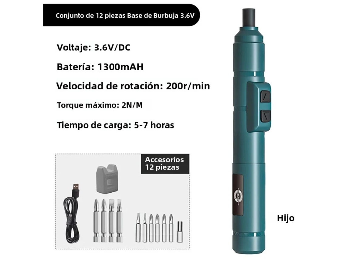(conjunto Verde De 12 Peças) Mini Parafusadeira Elétrica Sem Fio, Recarregável Via Usb, 3,6 V, 200 Rpm, Bateria Inclusa.