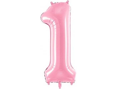 Balão  número 1 Foil 86cm Rosa Claro
