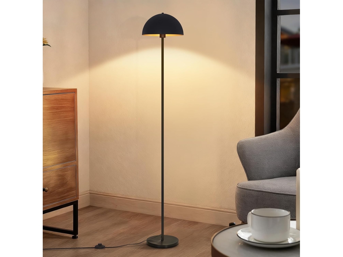Luminária de Pé Moderna 170cm Abajur Ø30cm Metal Preto e Dourado E27 Max.40w para Sala Quarto ZMH (sem Lâmpada)