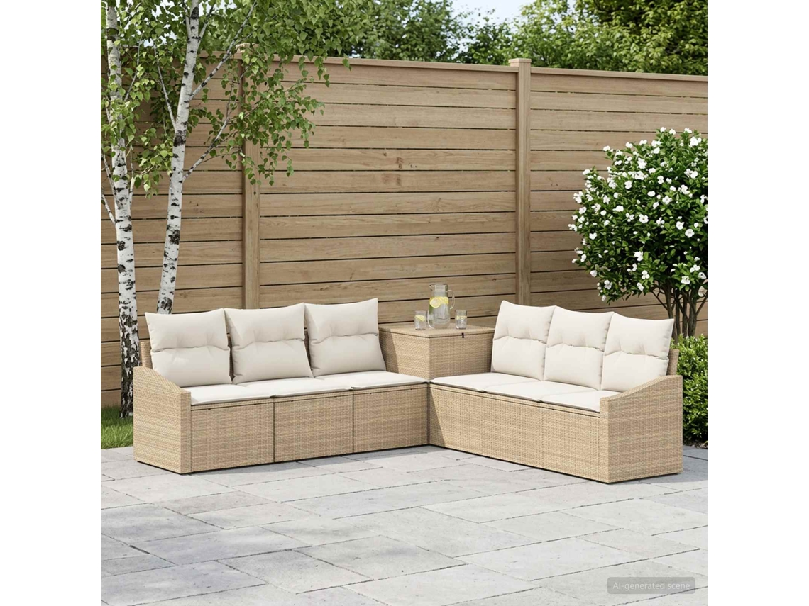 Vidaxl Conjunto De Sofás 7 Unid. Bege E Branco Creme