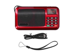 Rádio Portátil Com Alto-falante, Reprodutor Mp3, Tela Led E Lanterna Mini Pocket Vermelho