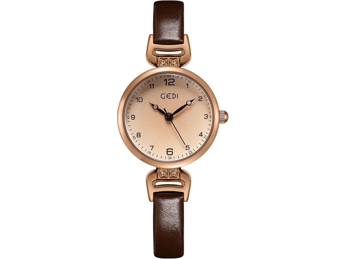 Lurelia Relógio Feminino, 26 Mm, 8 Mm, 200 Mm, Couro, Resistente À Água, Dourado, Rosa