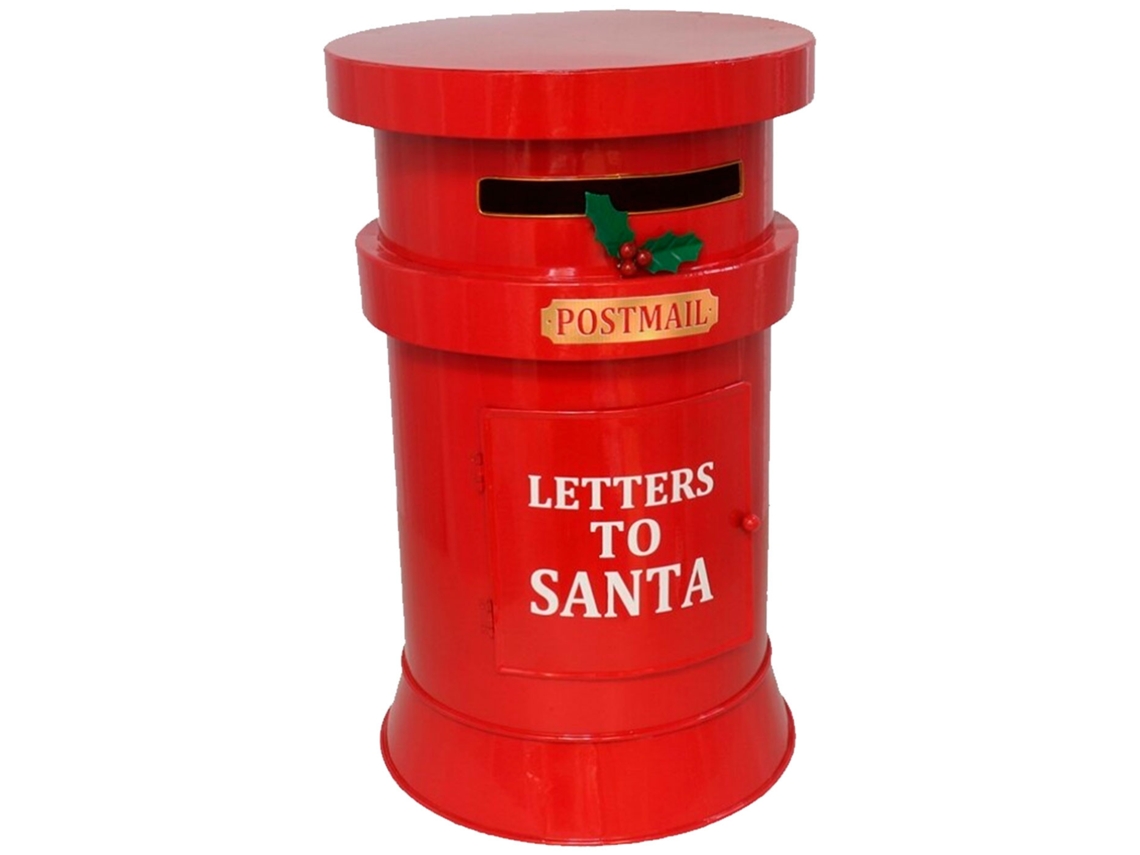 Caixa De Correio Redonda De Natal Fabricada Em Plástico Ideal Para As Crianças Guardarem As Suas Cartas Ao Pai Natal Ø 23,5 X 38 Cm Cor Acan
