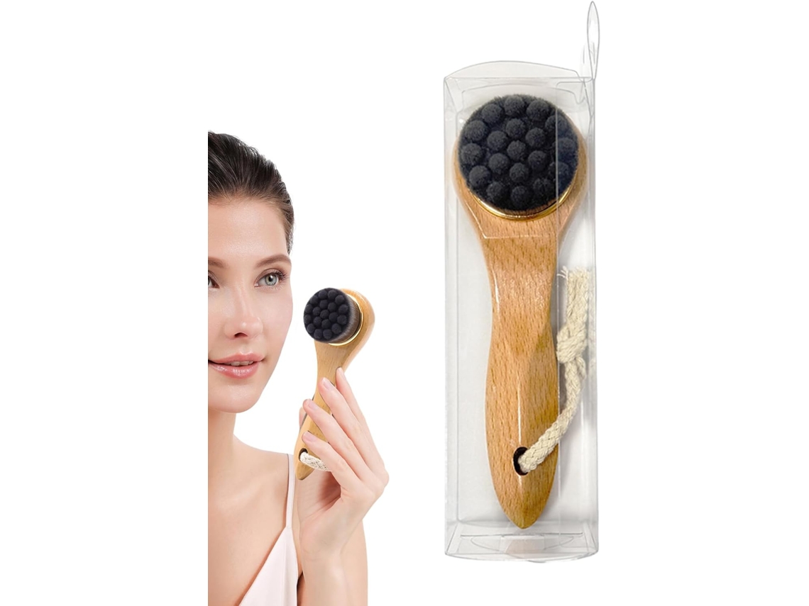 Escova Facial Seca – Limpador Cerdas Naturais Com Cabo De Madeira Ferramenta Esfoliante Para Nariz, Mandíbula, Pescoço E