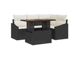 Maison Exclusive - Conjunto De Jantar Para Jardim Com Almofada 5 Pcs Preto E Creme