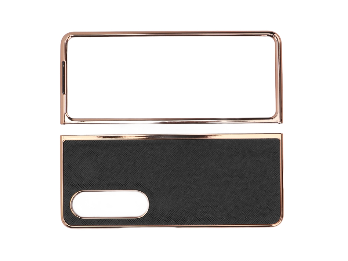 Mali capa de Couro de Vaca com Nanocromo e Grão Transversal para Samsung Galaxy Z Fold 4 Preta