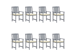 Vidaxl Cadeiras De Jardim C/ Almofadões 8 Pcs Acácia Maciça Cinzento