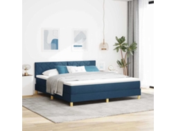 Vidaxl Cama Box Spring Led Com Fitas Led Azul 180 X 200 Cm Tecido