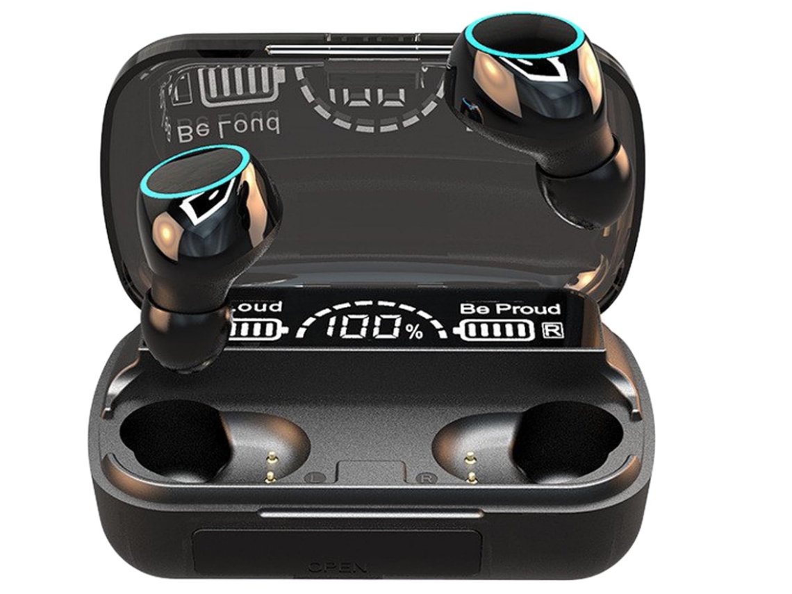 Auriculares Sem Controle Toque AUJEZON Bluetooth À Prova de Água com Cancelamento de Ruído Preto