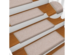 Vidaxl Tapetes De Escada 15 Peças 65x21x4 Cm Cinza-claro Com Borda Retangular