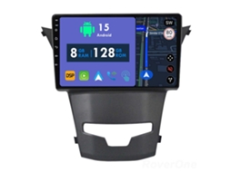 Auto Rádio Carro Bluetooth Autoradio 8GB RAM 128G ROM CarPlay Navegação GPS Ecrã Táctil RoverOne para SsangYong Korando 3 Actyon 2 2013-2017  