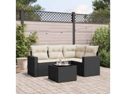 Pcs Conjunto Sofás De Jardim Com Almofadões Vime Pe Preto Dkd Home Decor