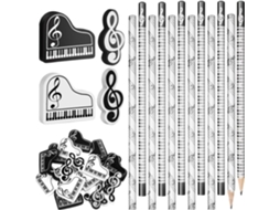 Lápis De Madeira Générique, Com Formato De Notas Musicais, Corpo Hexagonal Ergonômico Borracha, Fabricados Em