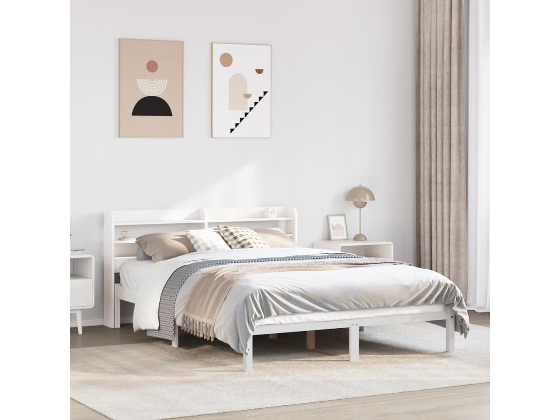 Vidaxl Cama Sem Colchão 150x200 Cm Madeira De Pinho Maciça Branco