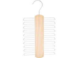 Cabide Para Gravatas E Cintos Em Madeira Com 20 Compartimentos, Cor Natural, 17,5 Cm, Conjunto De 2 Aquaforge