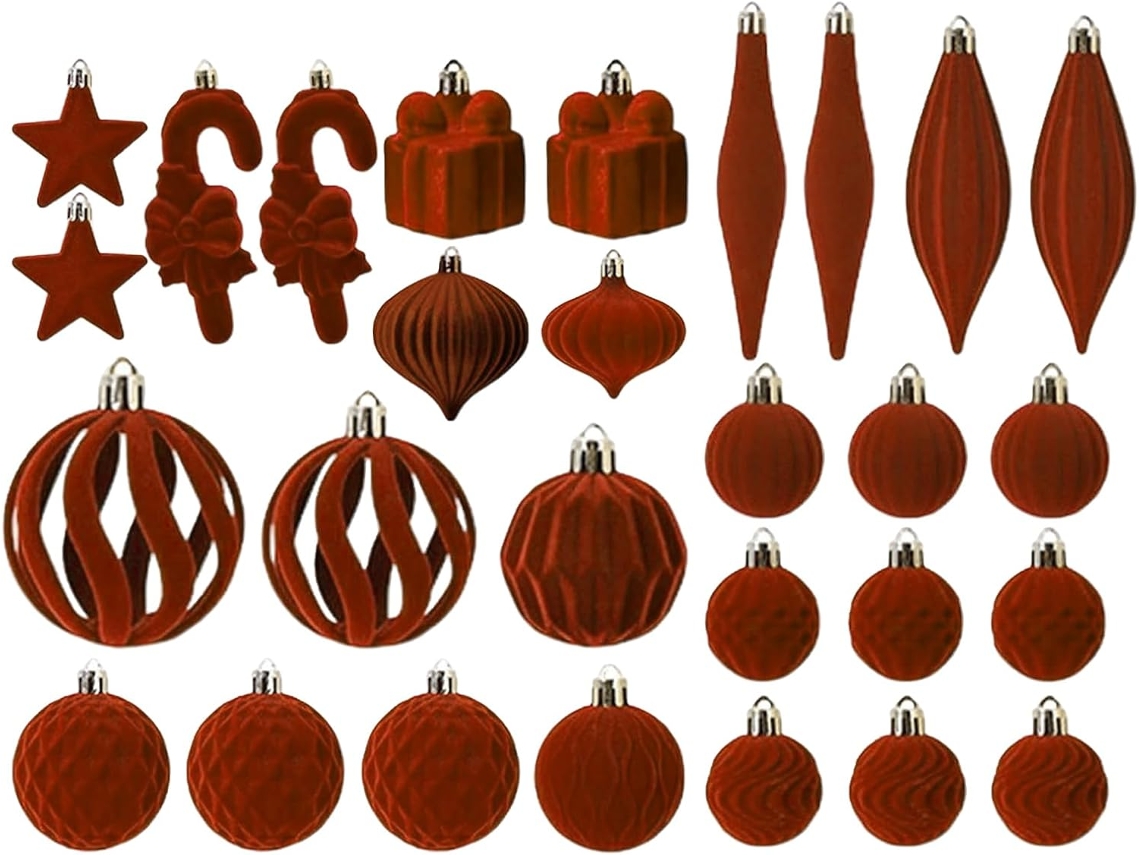 Enfeites De Natal De Veludo Para Árvore, Decorações Inquebráveis Para A Casa |