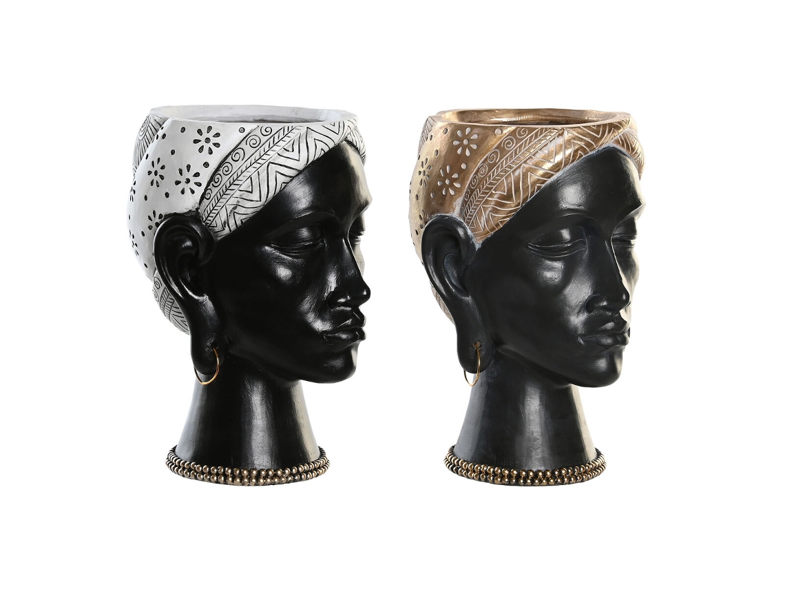 Figura Decorativa DKD HOME DECOR Prateado Dourado  Colonial Africana (19,5 x 11 x 39,5 cm)
