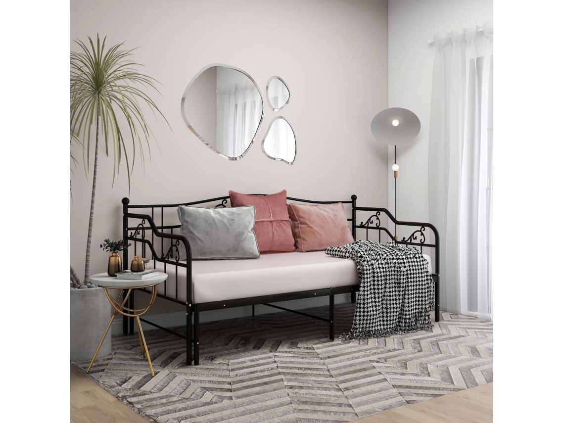 Estrutura sofá-cama de puxar 90x200 cm metal preto