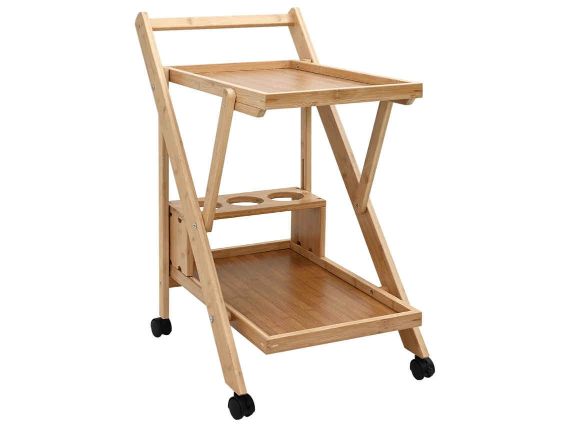 Conjunto 1 Carrinho De Cozinha Vidaxl Castanho Bambu (65 X 40,5 X 76,5 Cm)