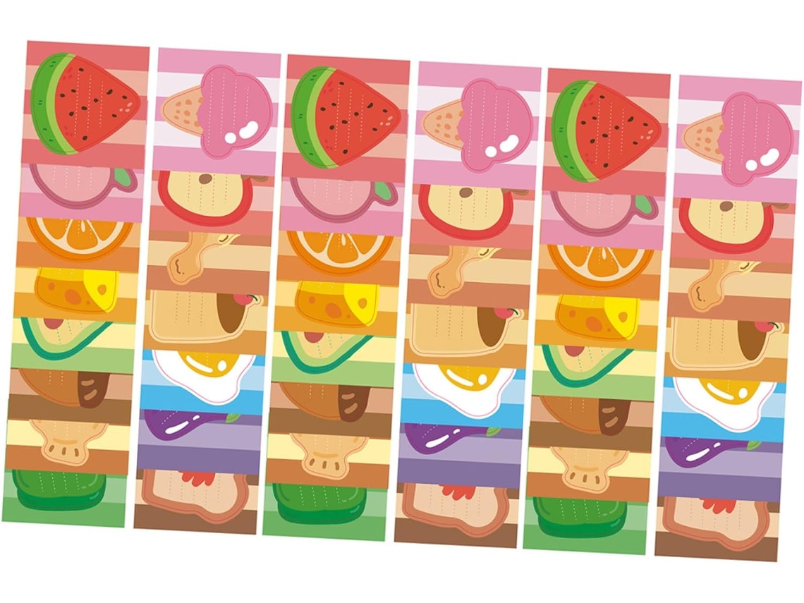 Conjunto com 3 blocos de notas adesivas criativas com tema de comida, compactas e práticas.