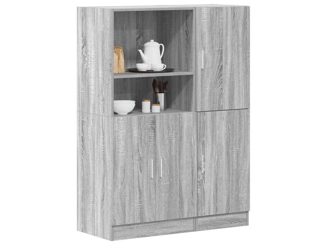 Vidaxl 2 Pcs Armário De Cozinha Conjunto Deriv. Madeira Cinza Sonoma