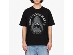 Rockinstone Jaws Movie Text Arch Black Adult T-shirt Size:xl