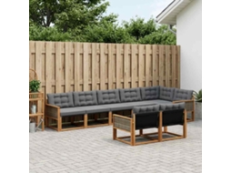 Vidaxl Conjunto De Sofás Para Exterior 8 Pcs Natural E Preto