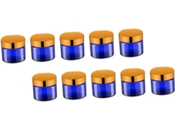 De 12 Potes De Vidro Azuis Compactos E Recarregáveis Para Cosméticos, Ideais Para Amostras Em Viagem E Cuidados Com O Corpo.