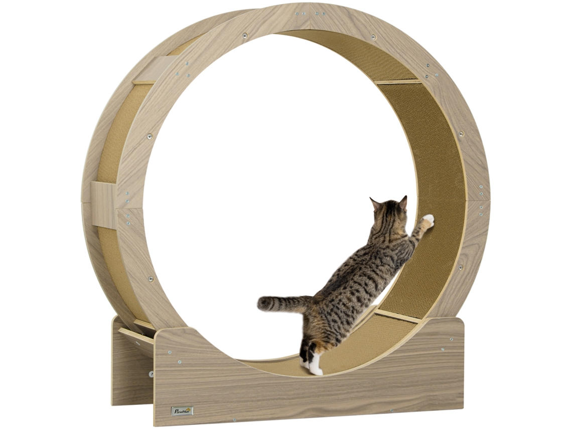 Roda de exercício com freio, tapete silencioso, para gatos, 91 cm, marrom | S/MARCA