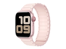 Pulseira magnética de silicone com três contagens e duas seções para Apple Watch Series 11, rosa lótus, 44 45 46 49 mm