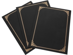 Capas De Certificado Fácil De Decorar Em Papel Noir Lote De 3 Moedas Arrondis E Résistant Aux Rayures