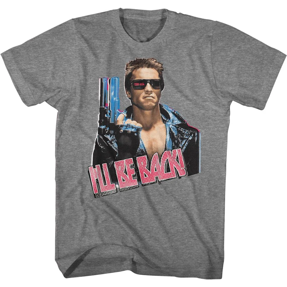 Rockinstone Terminator Ill Be Back Heather Graphite Adult T-shirt Size:l