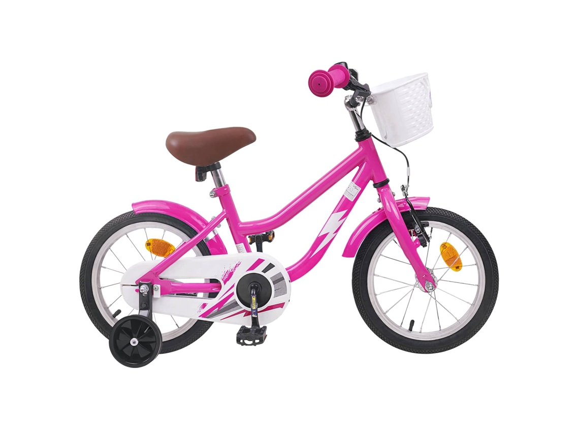 Vidaxl Bicicleta Infantil 14 Polegadas Para 3 A 5 Anos Rosa Escuro