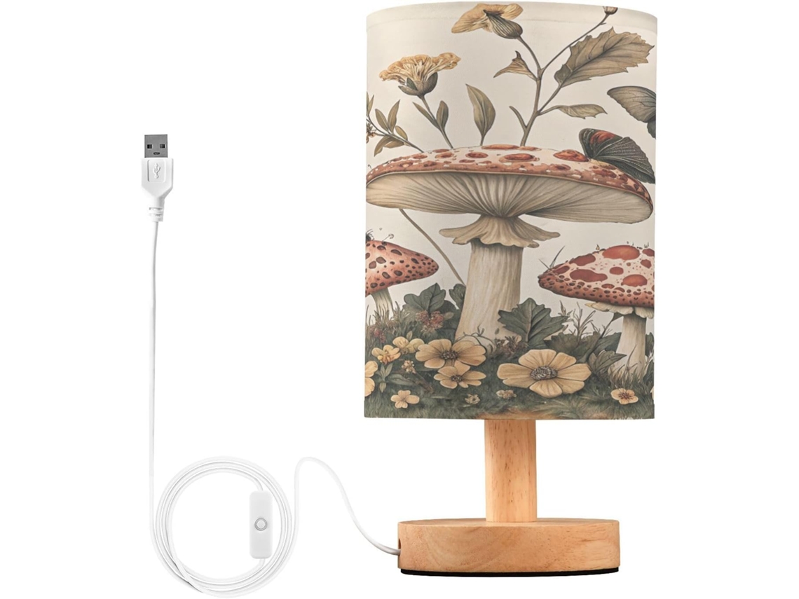 Abajur De Cabeceira Em Formato Cogumelo Borboleta Para Quarto, Luminária De Cabeceira Led, Luminária De Leitura Com