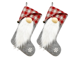 2 Meias De Natal, Saco De Doces De Natal, Meias Penduradas Para Lareira E Árvore De Natal. Loja Olysi
