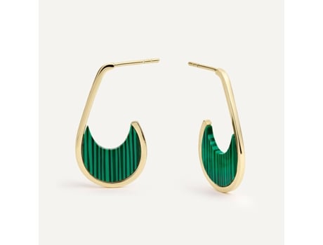 Brincos de argola Alhambra da Earcandy Jewelry feitos de prata esterlina 925 e metal sem níquel com engaste de malaquita.