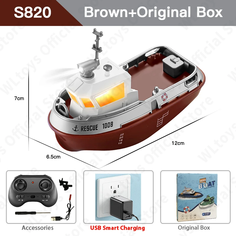 Barco Controlado Remotamente Com Luzes, Motores Duplos Potentes E Controle Remoto Sem Fio De Longo Alcance De 2,4 Ghz.