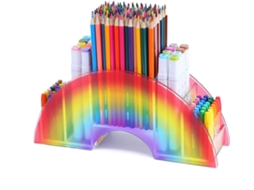 Suporte De Caneta De Acrílico Para Mesa Rainbow Supply Caddy Lindo Porta-Lápis Para Crianças Organizador De Caneta Multifuncional ZMDECQNA