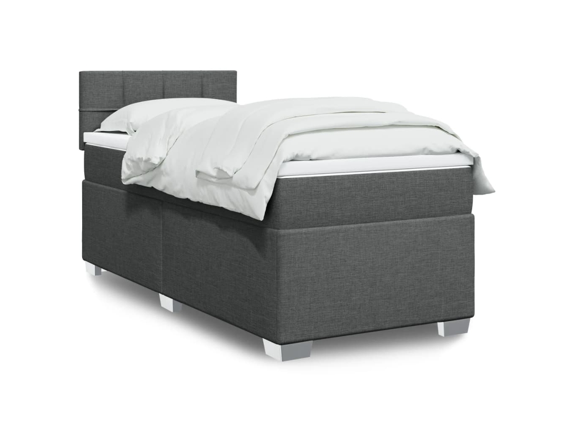 Vidaxl Cama com Molas/colchão 100x200 Cm Tecido Cinza escuro
