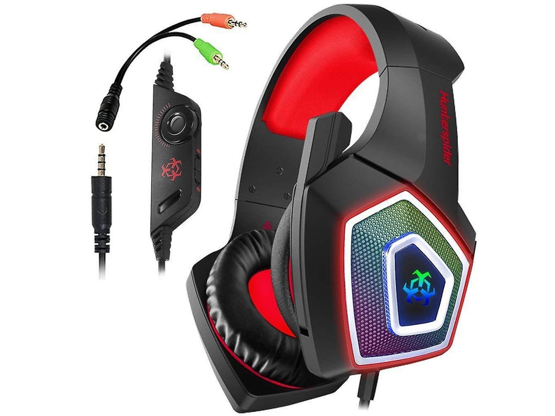 Fone Jogo Xbox One C/ Microfone C/ Cancelamento Ruído, Som Estéreo, Almofadas Macias, Led P/ Xbox/ps4/pc/mac/switch Vermelho JIAPEI