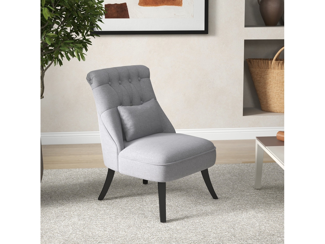 Poltrona Relax Para Tv Com Almofada De Apoio, Pés Elevados, Linho Cinza 52,5x69x77cm - Conforto E Relaxamento Em Casa, Design Moderno, Resistente