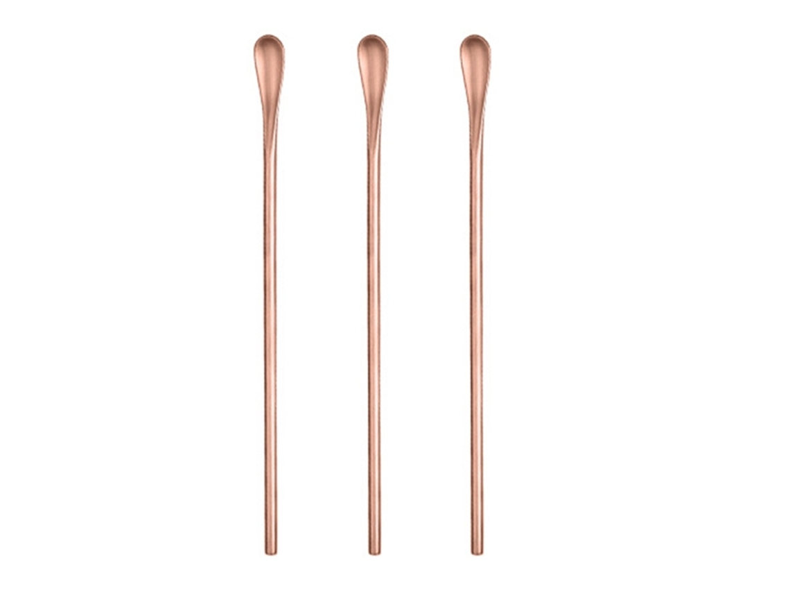 3 Colheres De Inox 22x1.3 Cm Rosa Dourado