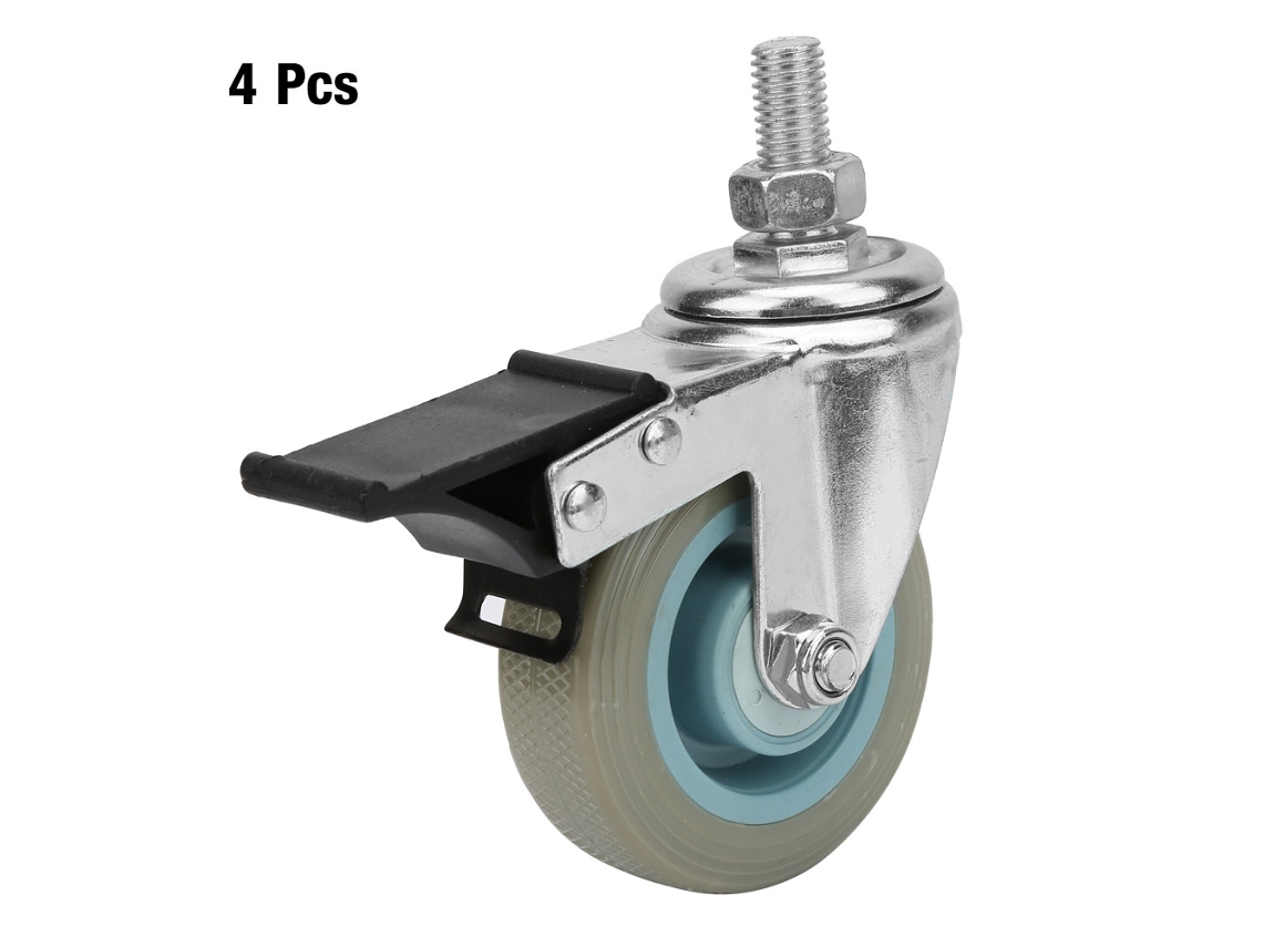 Orevant-4 Peças Rodas De Caster Para Móveis 3 Polegadas Silenciosas Pvc Com Freio Fixo