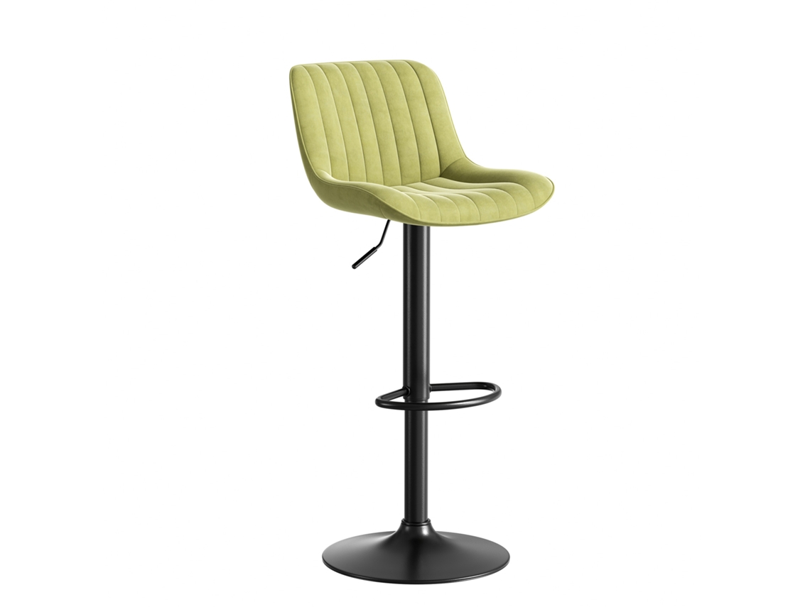 Conjunto de 4 banquetas giratórias verdes estofadas em veludo, ajustáveis e 360° para sala de jantar ou bar PAPRIKA | PAPRIKA