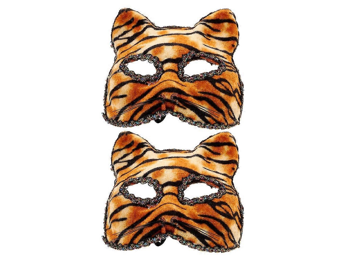 Máscara De Meio Tigre Projetada Para Apresentações Em Bailes De Máscaras, Perfeita Para Festas À Fantasia E Festivais, 2 Peças