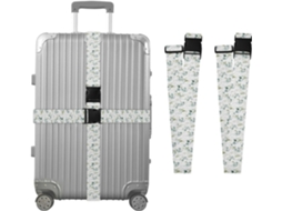 Conjunto De 2 Cintas Bagagem Com Estampa Folhas Verdes, Ideais Para Malas De Viagem Cintas Ajustáveis E Resistentes